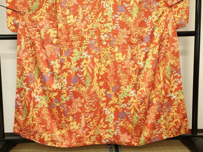 平和屋着物■小振袖　二尺袖　草花文　やまと誂製　正絹　逸品　DABJ2837ya