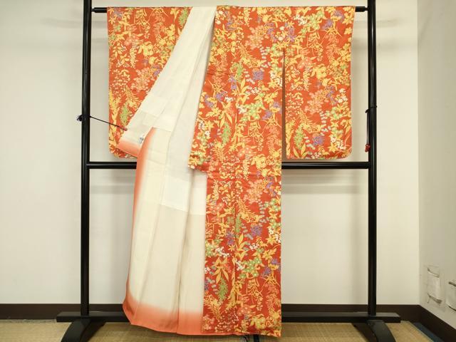 平和屋着物■小振袖　二尺袖　草花文　やまと誂製　正絹　逸品　DABJ2837ya