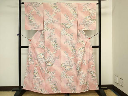 平和屋着物■上質な小紋　地紙花蝶文　暈し染め　金銀彩　正絹　逸品　DABJ2842ya