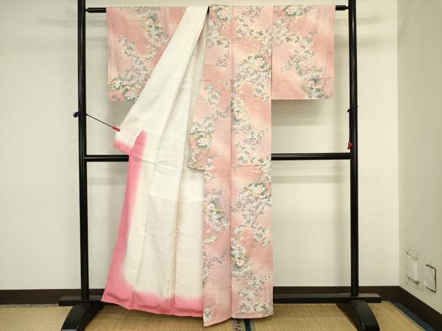平和屋着物■上質な小紋　地紙花蝶文　暈し染め　金銀彩　正絹　逸品　DABJ2842ya