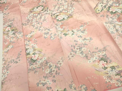 平和屋着物■上質な小紋　地紙花蝶文　暈し染め　金銀彩　正絹　逸品　DABJ2842ya