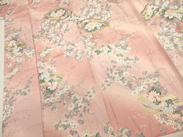 平和屋着物■上質な小紋　地紙花蝶文　暈し染め　金銀彩　正絹　逸品　DABJ2842ya