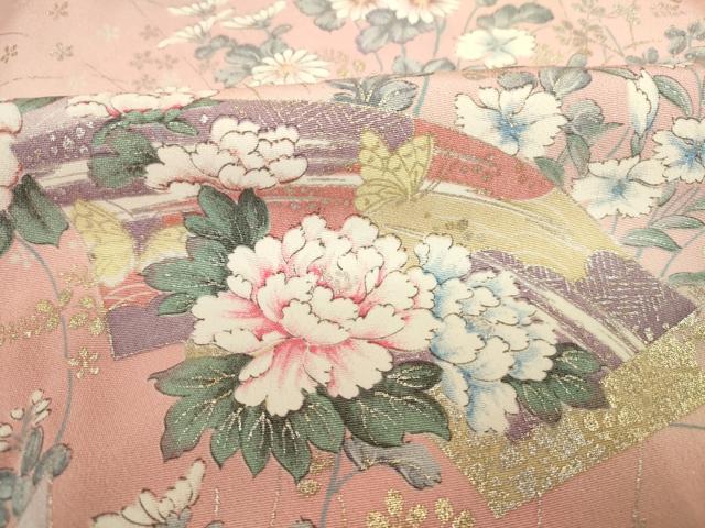 平和屋着物■上質な小紋　地紙花蝶文　暈し染め　金銀彩　正絹　逸品　DABJ2842ya