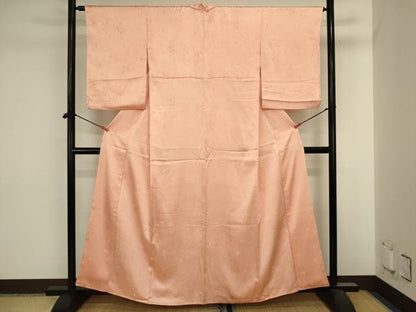 平和屋着物■上質な色無地　霞地紋　深支子色　正絹　逸品　DABJ2846ya