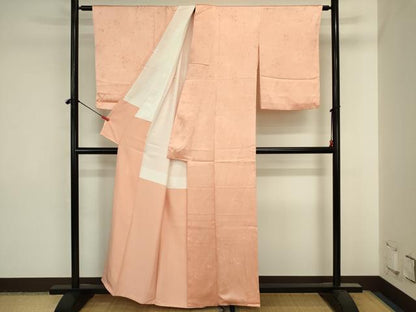 平和屋着物■上質な色無地　霞地紋　深支子色　正絹　逸品　DABJ2846ya