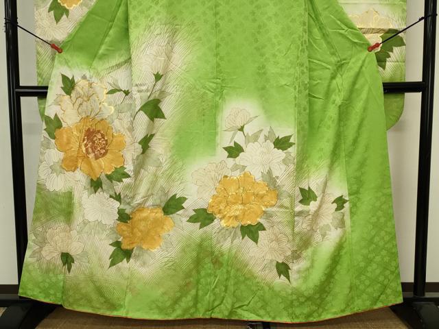 平和屋着物■豪華振袖　駒刺繍　牡丹　暈し染め　金彩　正絹　逸品　DABJ2851ya