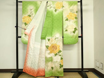 平和屋着物■豪華振袖　駒刺繍　牡丹　暈し染め　金彩　正絹　逸品　DABJ2851ya