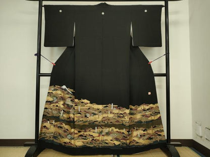 平和屋着物■豪華黒留袖　作家物　風景文　金彩　やまと誂製　正絹　逸品　DABJ2854ya