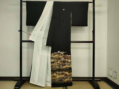 平和屋着物■豪華黒留袖　作家物　風景文　金彩　やまと誂製　正絹　逸品　DABJ2854ya