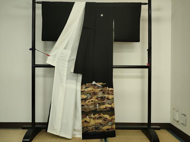 平和屋着物■豪華黒留袖　作家物　風景文　金彩　やまと誂製　正絹　逸品　DABJ2854ya