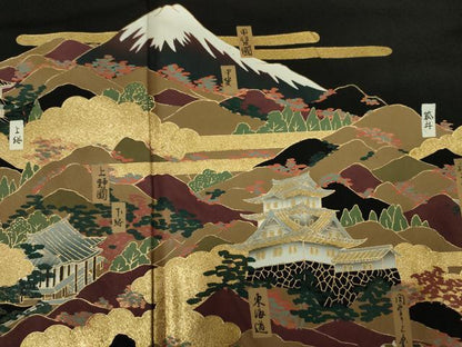 平和屋着物■豪華黒留袖　作家物　風景文　金彩　やまと誂製　正絹　逸品　DABJ2854ya