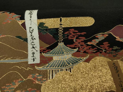 平和屋着物■豪華黒留袖　作家物　風景文　金彩　やまと誂製　正絹　逸品　DABJ2854ya