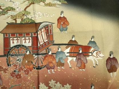 平和屋着物■豪華黒留袖　作家物　御所車人物花松文　暈し染め　金彩　正絹　逸品　DABJ2855ya