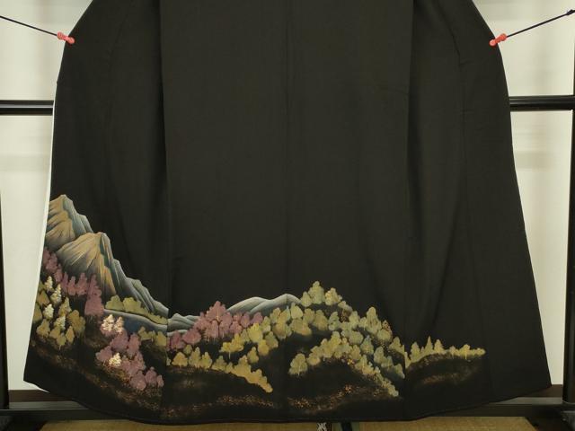 平和屋着物■豪華黒留袖　風景文　金銀糸　正絹　逸品　DABJ2856ya