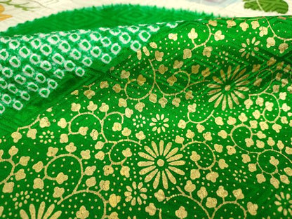 平和屋着物■豪華振袖　駒刺繍　絞り　御所車花文　金彩　正絹　逸品　DABJ2857ya