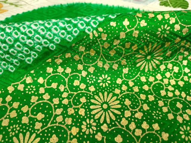 平和屋着物■豪華振袖　駒刺繍　絞り　御所車花文　金彩　正絹　逸品　DABJ2857ya