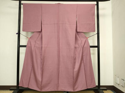 平和屋着物■上質な色無地　霞地紋　浅蘇芳色　正絹　逸品　DABJ2864ya