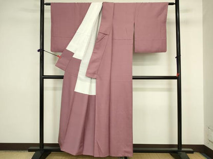 平和屋着物■上質な色無地　霞地紋　浅蘇芳色　正絹　逸品　DABJ2864ya
