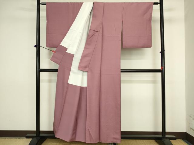 平和屋着物■上質な色無地　霞地紋　浅蘇芳色　正絹　逸品　DABJ2864ya