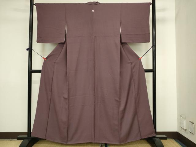 平和屋着物■上質な色無地　霞地紋　葡萄鼠色　正絹　逸品　DABJ2865ya