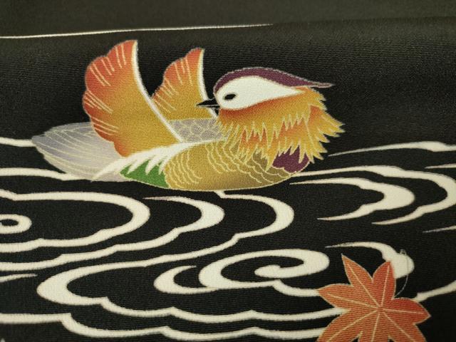 平和屋着物■豪華黒留袖　友禅　作家物　流水花鳥文　鴛鴦　正絹　逸品　DABJ2871ya