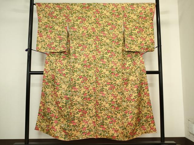 平和屋着物■上質な小紋　草花文　正絹　逸品　DABJ2872ya