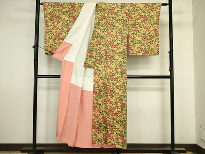 平和屋着物■上質な小紋　草花文　正絹　逸品　DABJ2872ya