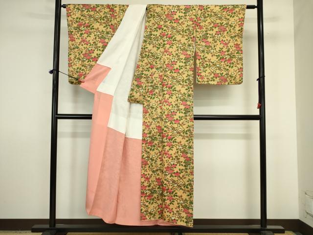 平和屋着物■上質な小紋　草花文　正絹　逸品　DABJ2872ya