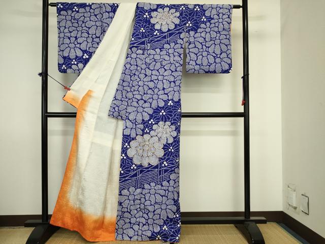平和屋着物■訪問着　駒刺繍　絞り　舞花文　正絹　逸品　DABJ2874ya