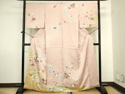 平和屋着物■訪問着　流水花筏文　金彩　正絹　逸品　DABJ2880ya