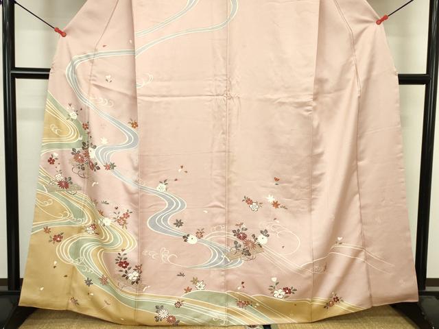 平和屋着物■訪問着　流水花筏文　金彩　正絹　逸品　DABJ2880ya