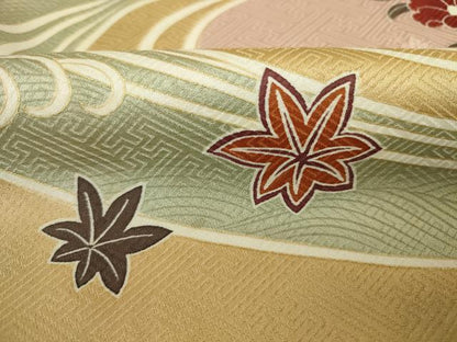平和屋着物■訪問着　流水花筏文　金彩　正絹　逸品　DABJ2880ya