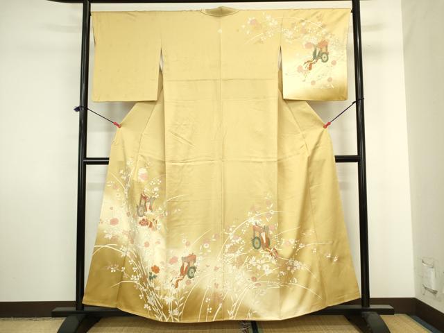 平和屋着物■訪問着　御所車花文　暈し染め　金彩　正絹　逸品　DABJ2881ya
