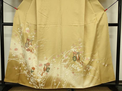 平和屋着物■訪問着　御所車花文　暈し染め　金彩　正絹　逸品　DABJ2881ya
