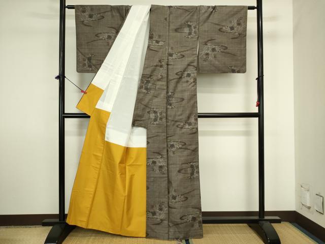 平和屋着物■本場大島紬　9マルキ　草花文　正絹　逸品　DABJ2884ya