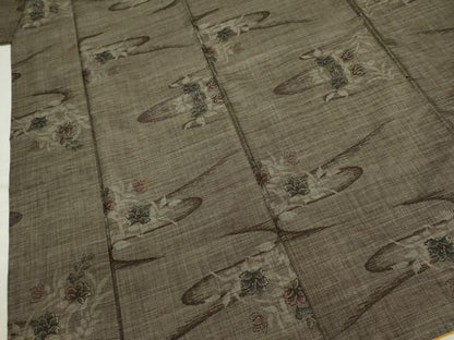 平和屋着物■本場大島紬　9マルキ　草花文　正絹　逸品　DABJ2884ya