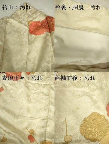 平和屋着物■豪華振袖　駒刺繍　枝梅文　金彩　正絹　逸品　DABJ2887ya