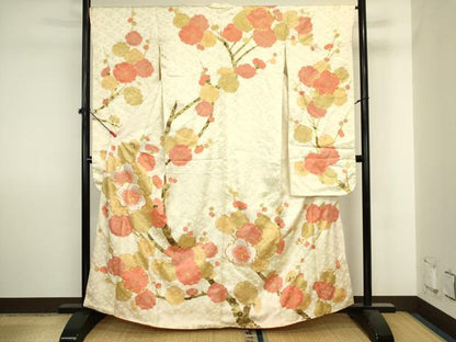 平和屋着物■豪華振袖　駒刺繍　枝梅文　金彩　正絹　逸品　DABJ2887ya