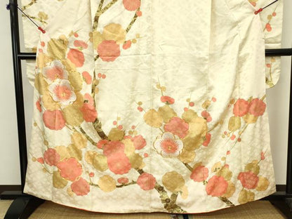 平和屋着物■豪華振袖　駒刺繍　枝梅文　金彩　正絹　逸品　DABJ2887ya