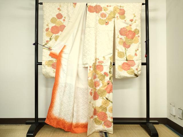 平和屋着物■豪華振袖　駒刺繍　枝梅文　金彩　正絹　逸品　DABJ2887ya