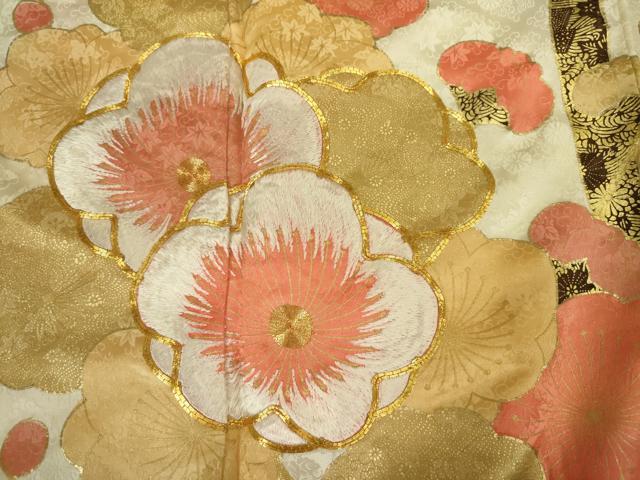 平和屋着物■豪華振袖　駒刺繍　枝梅文　金彩　正絹　逸品　DABJ2887ya