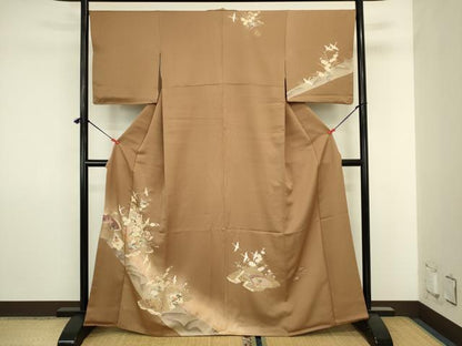 平和屋着物■訪問着　飛鶴御所車花文　暈し染め　金銀彩　正絹　逸品　DABJ2890ya