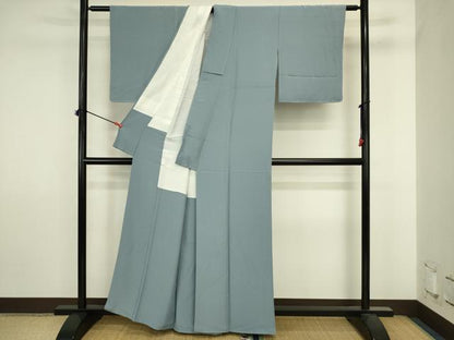 平和屋着物■上質な色無地　湊鼠色　正絹　逸品　DABJ2892ya
