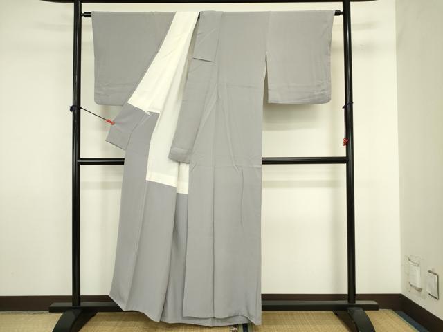 平和屋着物■上質な色無地　桔梗鼠色　正絹　逸品　DABJ2893ya