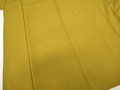 平和屋着物■染色作家　草野一騎監修　色無地　菜種油色　正絹　逸品　DABJ2896ya