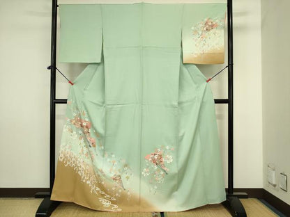 平和屋着物■訪問着　扇面花文　暈し染め　金彩　正絹　逸品　DABJ2897ya