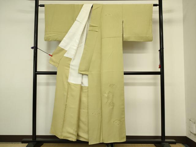 平和屋着物■中国三大刺繍　スワトウ刺繍　汕頭刺繍　総刺繍　無地絵羽訪問着　花青海波文　抹茶色　正絹　逸品　DABJ2898ya
