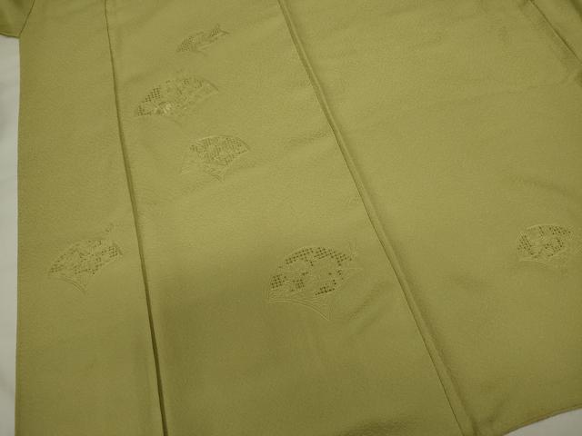平和屋着物■中国三大刺繍　スワトウ刺繍　汕頭刺繍　総刺繍　無地絵羽訪問着　花青海波文　抹茶色　正絹　逸品　DABJ2898ya