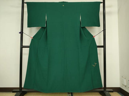 平和屋着物■染色作家　斉藤三才　色無地　三才鳥　鉄色　正絹　逸品　DABJ2901ya