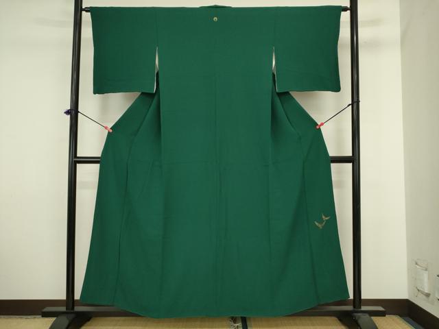 平和屋着物■染色作家　斉藤三才　色無地　三才鳥　鉄色　正絹　逸品　DABJ2901ya